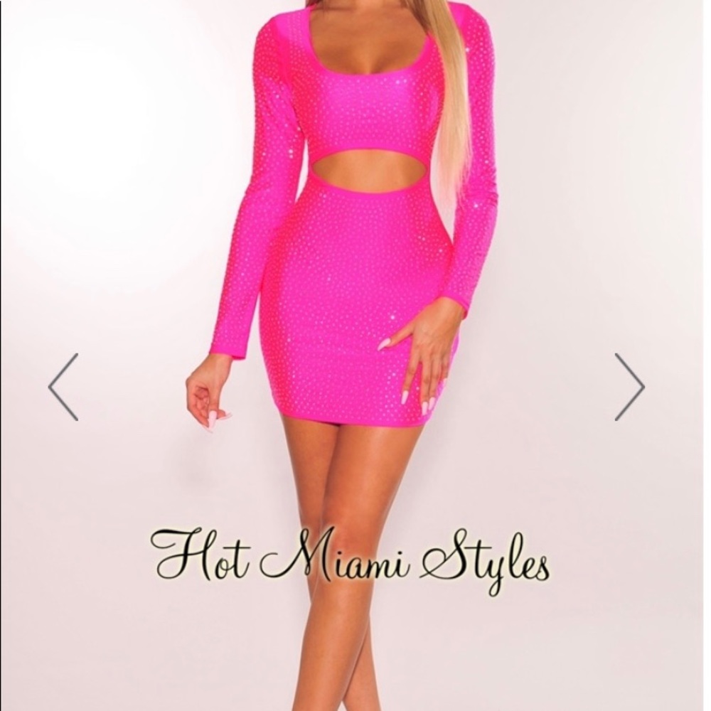 Hot Miami Style Cut Out Long Sleeves Dress